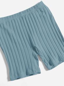 SHEIN PETITE 羅紋針織短款背心和機車短褲套裝