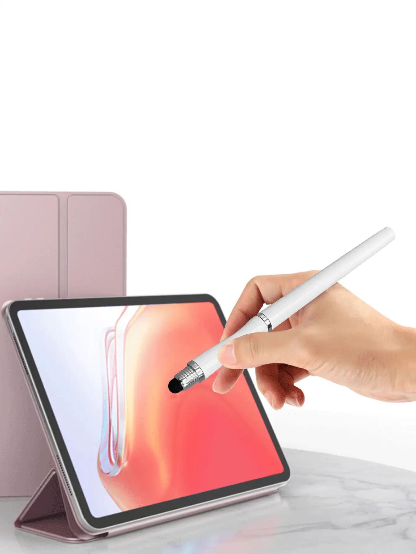 1入組二合一觸控式螢幕觸控筆適用於iPad - 白色 - 查看 2