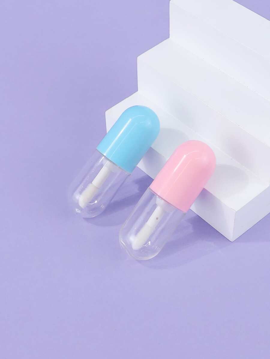 2pcs 3Ml Lip Glaze Bottle Empty, Transparent Cosmetic Containers With Applicator Lip Gloss Tube Making Kit Lipstick Bottle For Homemade Foundation Sample Cute - Multicolor - View 1