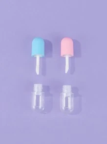 2pcs 3Ml Lip Glaze Bottle Empty, Transparent Cosmetic Containers With Applicator Lip Gloss Tube Making Kit Lipstick Bottle For Homemade Foundation Sample Cute - Multicolor - View 3