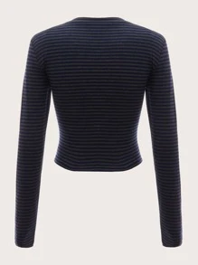 ROMWE Grunge Punk Áo thun nữ Sọc Giải trí - Nhiều màu - Xem 4