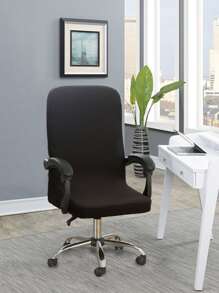 Funda Universal suave para silla de oficina, con cremallera, extraíble, lavable, Protector de silla de poliéster a prueba de polvo, 1 pieza - Negro - Ver 1