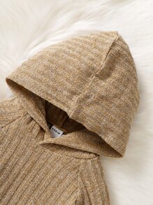 Baby Raglan Sleeve Rib-knit Hoodie & Joggers - Camel - View 3