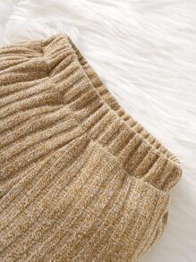 Baby Raglan Sleeve Rib-knit Hoodie & Joggers - Camel - View 6