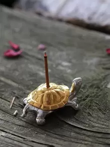 1 Pieza Quemador De Incienso Con Forma De Tortuga De Color Dorado / Plateado - Dorado - Ver 2