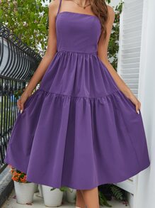 D&M Vestido de tirantes con lazo trasero - Morado Violeta - Ver 5