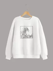 SHEIN Áo nỉ Gái Đồ họa Giải trí - trắng - Xem 1