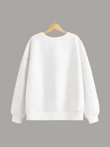 SHEIN Áo nỉ Gái Đồ họa Giải trí - trắng - Xem 2