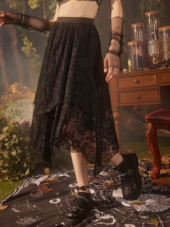 Hippie Rock mit Blumenspitze, asymmetrisch