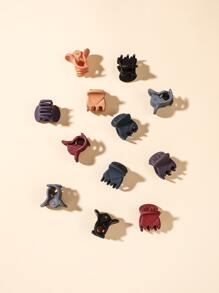12入組極簡風格髮爪 - 彩色 - 查看 1