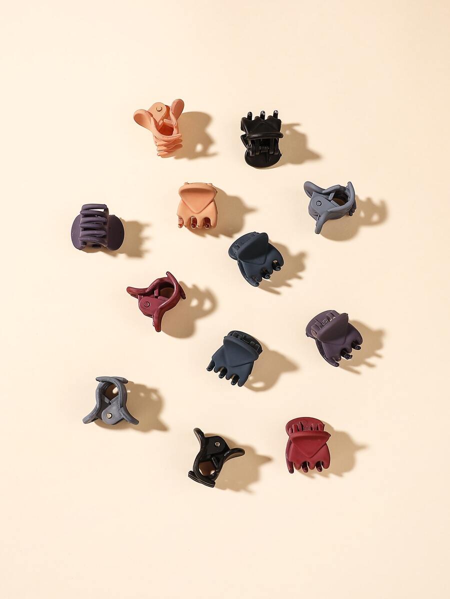 12入組極簡風格髮爪 - 彩色 - 查看 1