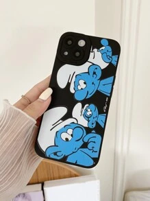 ROMWE X The Smurfs Y2K Revival Cartoon Graphic Phone Case - Black - View 2