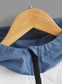 SHEIN Boys Letter Graphic Colorblock Flap Pocket Hooded Windbreaker Jacket - Multicolor - View 4