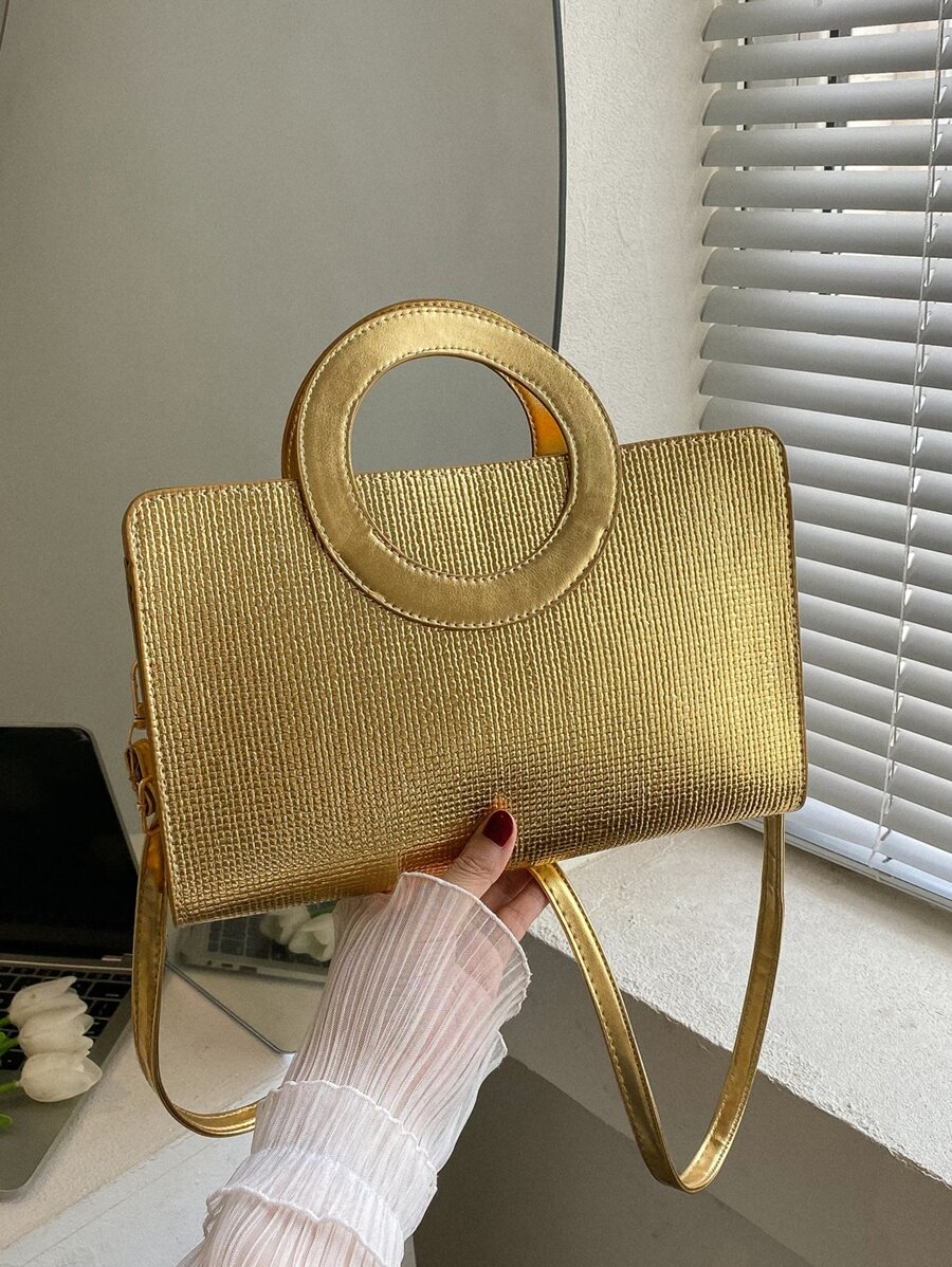 Túi đeo chéo Nữ màu trơn Có thể điều chỉnh được Đôi tay cầm Mốt - Vàng - Xem 1