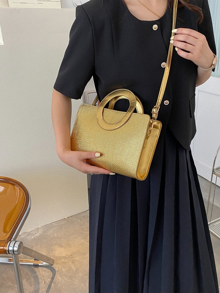 Bolsa cuadrada de color metálico - Dorado - Añade 5