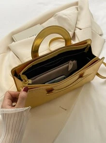 Túi đeo chéo Nữ màu trơn Có thể điều chỉnh được Đôi tay cầm Mốt - Vàng - Xem 7