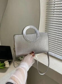 Túi đeo chéo Nữ màu trơn Có thể điều chỉnh được Đôi tay cầm Mốt - Bạc - Xem 1