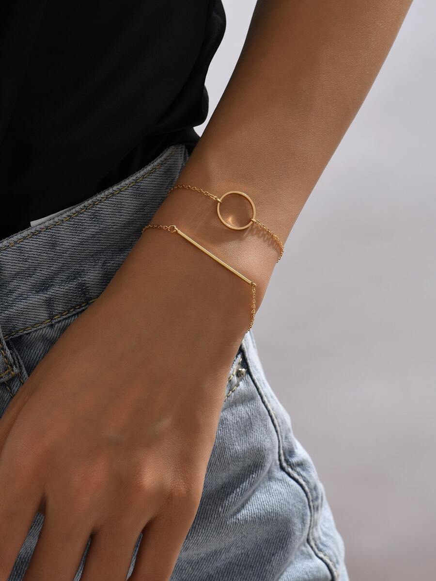 2 cái Vòng Tròn & Vòng Tay Trang Trí Hình Học - Vàng - Xem 1