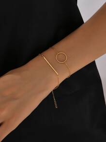 2 cái Vòng Tròn & Vòng Tay Trang Trí Hình Học - Vàng - Xem 2