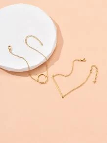 2 cái Vòng Tròn & Vòng Tay Trang Trí Hình Học - Vàng - Xem 3