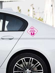 1 hoja Etiqueta engomada gráfica de la advertencia del coche de la letra - Rosa Fucsia - Ver 3