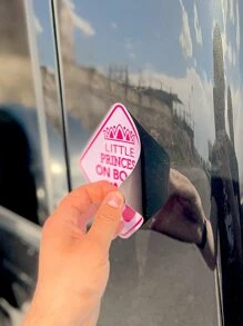 1 hoja Etiqueta engomada gráfica de la advertencia del coche de la letra - Rosa Fucsia - Ver 6