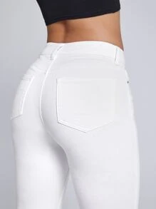 SHEIN Essnce Zip Fly Capri Skinny Jeans - White - View 9