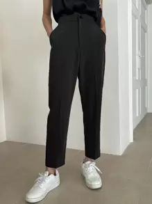 DAZY 纯色高腰修身长裤，女士正装裤商务装