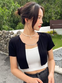 DAZY 1 Pieza Top Corto Con Detalle De Cadena - Negro - Ver 1