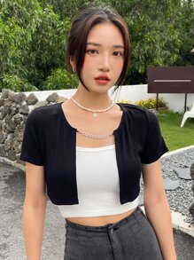 DAZY 1 Pieza Top Corto Con Detalle De Cadena - Negro - Ver 3