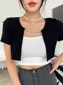 DAZY 1 Pieza Top Corto Con Detalle De Cadena - Negro - Ver 7