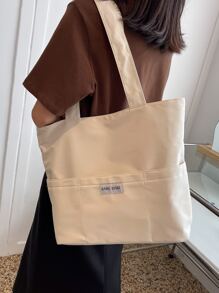 Letter Graphic Shoulder Tote Bag