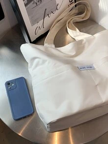 Letter Graphic Shoulder Tote Bag