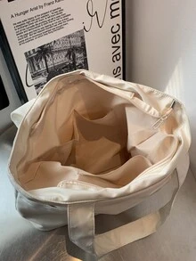 Letter Graphic Shoulder Tote Bag