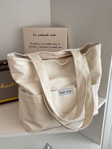 Letter Graphic Shoulder Tote Bag