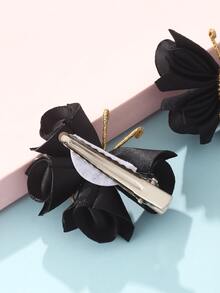 2个/套 女孩网状蝴蝶发夹，日常装饰 - 黑色 - 查看 2