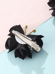 2个/套 女孩网状蝴蝶发夹，日常装饰 - 黑色 - 查看 5