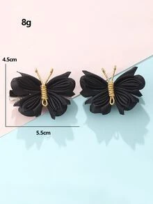 2个/套 女孩网状蝴蝶发夹，日常装饰 - 黑色 - 查看 6