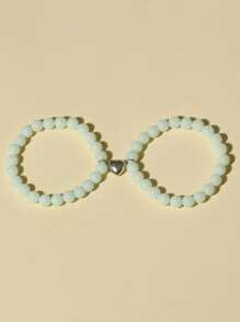 2 piezas Collar con colgante de corazón con cuentas luminosas para parejas - Multicolor - Ver 7