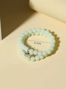 2 piezas Collar con colgante de corazón con cuentas luminosas para parejas - Multicolor - Ver 6