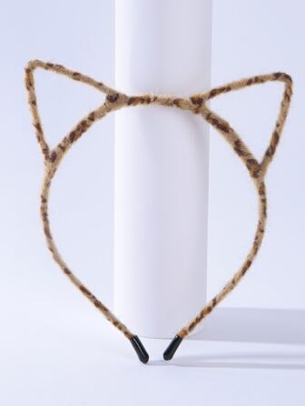 1pc Women's Lovely Leopard Printed Cat Ear Headband, Suitable For Parties, Gatherings, Festivals, And Everyday Wear