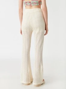 Cottnline High Waist Flare Leg Pants - Beige - View 3