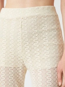 Cottnline High Waist Flare Leg Pants - Beige - View 5