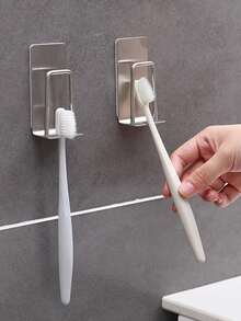 1pc Stainless Steel Toothbrush Holder - Silver - View 1
