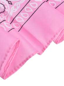 Paisley Print Fringe Hem Bandana - Pink - View 2