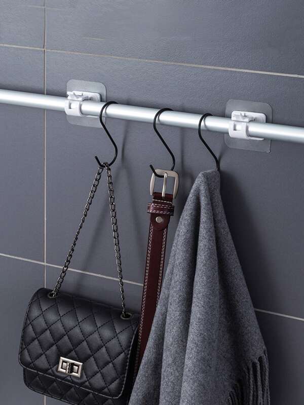 2pcs Curtain Rod Brackets,Self Adhesive Drapery Hook Holders,Nail Free