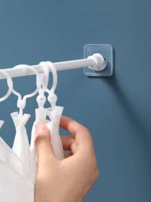 2入組強力窗簾桿支架掛鉤自粘桿支架掛衣桿支架廁所家居浴室配件 - 無色 - 查看 4