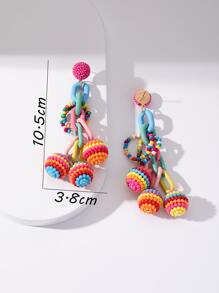 隨機色串珠耳墜 - 彩色 - 查看 3
