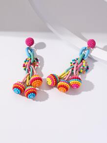 隨機色串珠耳墜 - 彩色 - 查看 4