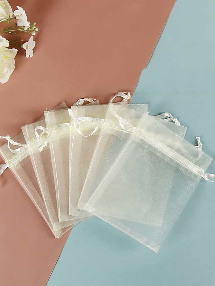 20个/批欧根纱礼品袋，用于珠宝抽绳袋，用于婚礼圣诞糖果礼品袋珠宝包装，圣诞节